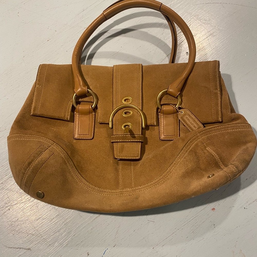 Coach bag, tan suede
